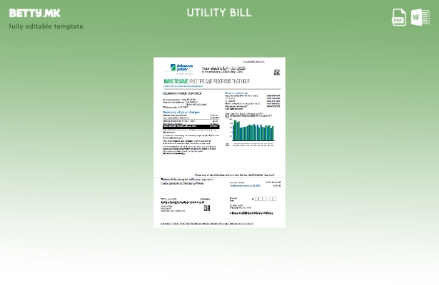 Модерен стил на шаблон верзија на сметки за комунални услуги на САД Delmarva P 1